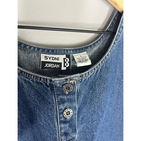 Vintage Sydni Jordan Sleeveless Blue Denim Dress with Pockets - Picture 4 of 7